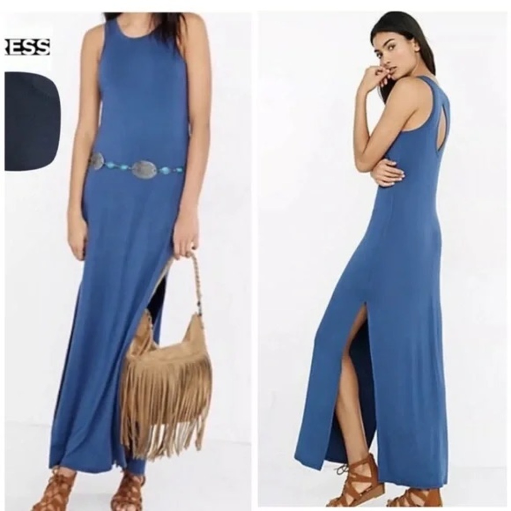 Express Blue Sleeveless Maxi Dress